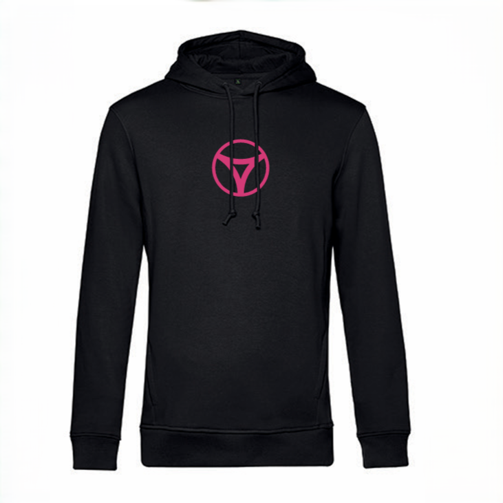 Mikina s kapucňou myRacket – ružová s čiernym logom