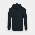 Hoodie negro de myRacket: vista trasera con texto