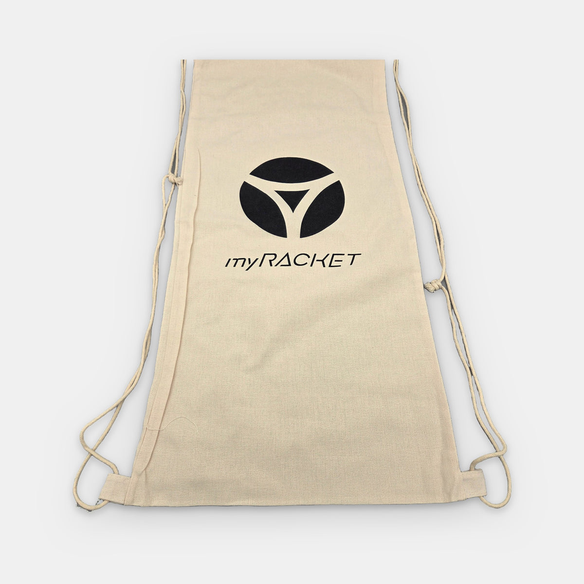 myRacket Baumwoll-Schutzhülle – als Rucksack getragen