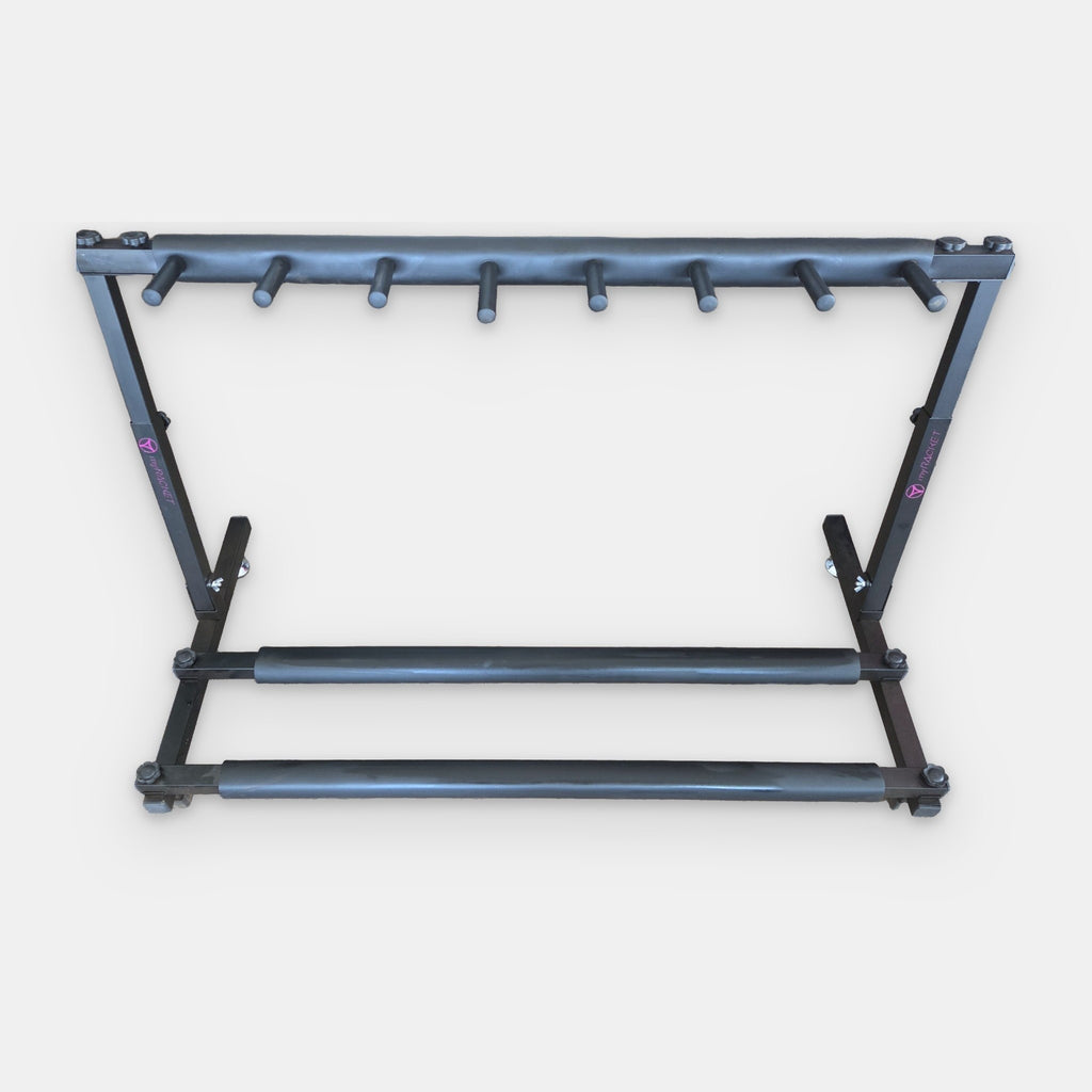 Présentoir à raquettes myRacket – garni de plusieurs raquettes