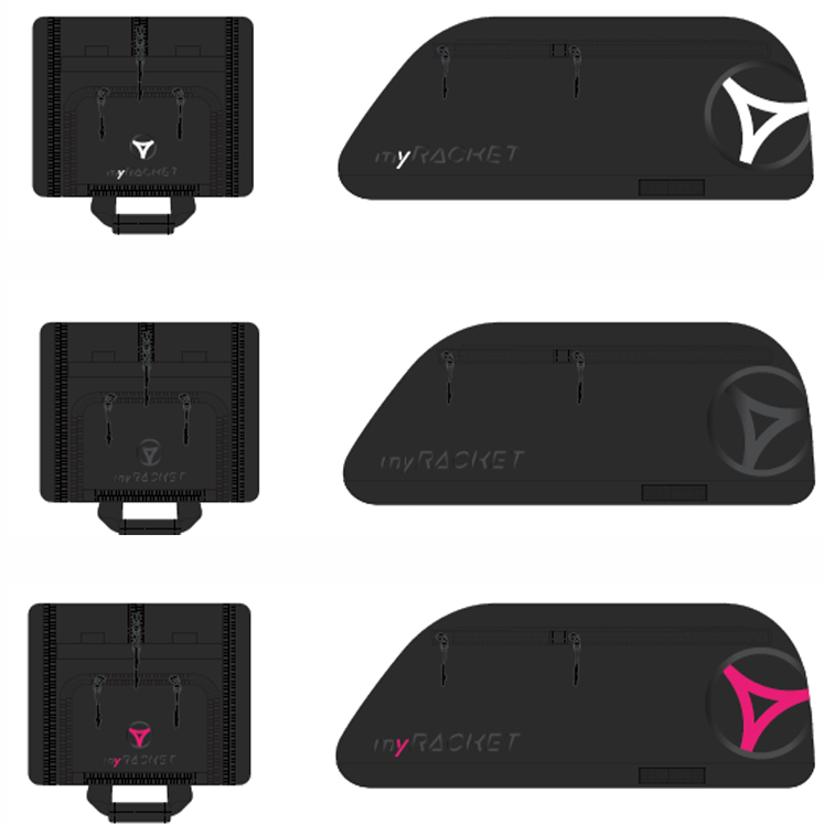 myRacket Ultra Bag: dibujo de los tres colores de logo blanco, negro y rosa