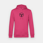 Hoodie rosa de myRacket con logo negro: vista frontal