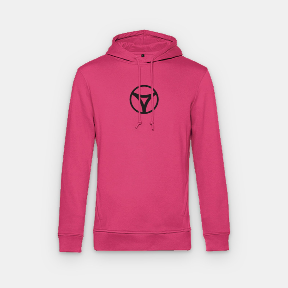 Hoodie rosa de myRacket con logo negro: vista frontal
