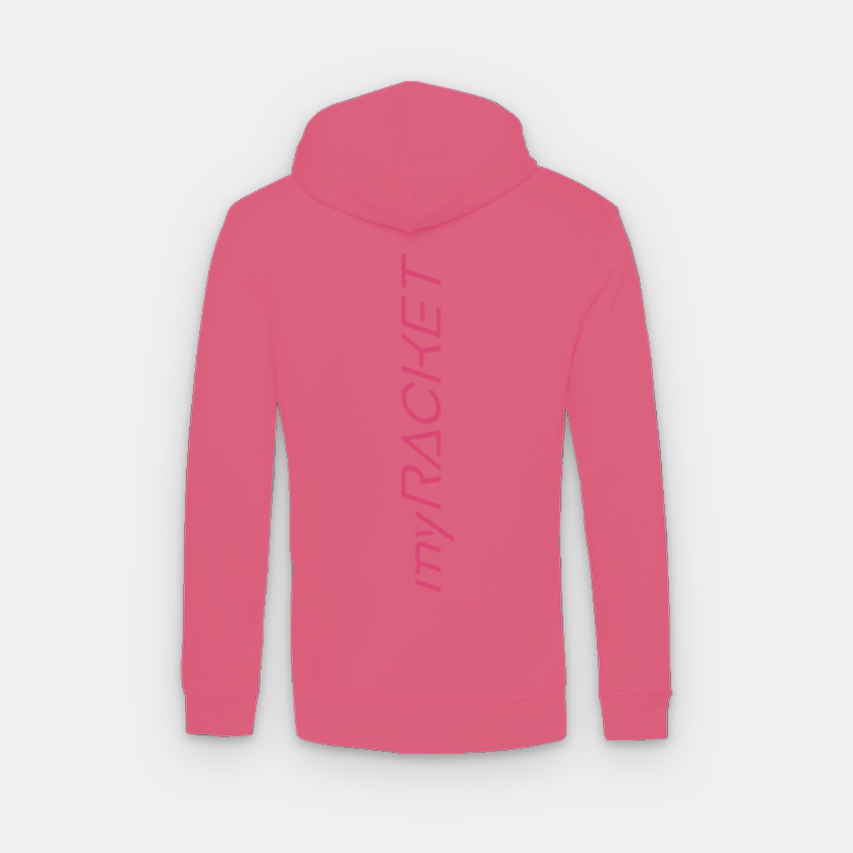 Hoodie rosa de myRacket: vista trasera con texto